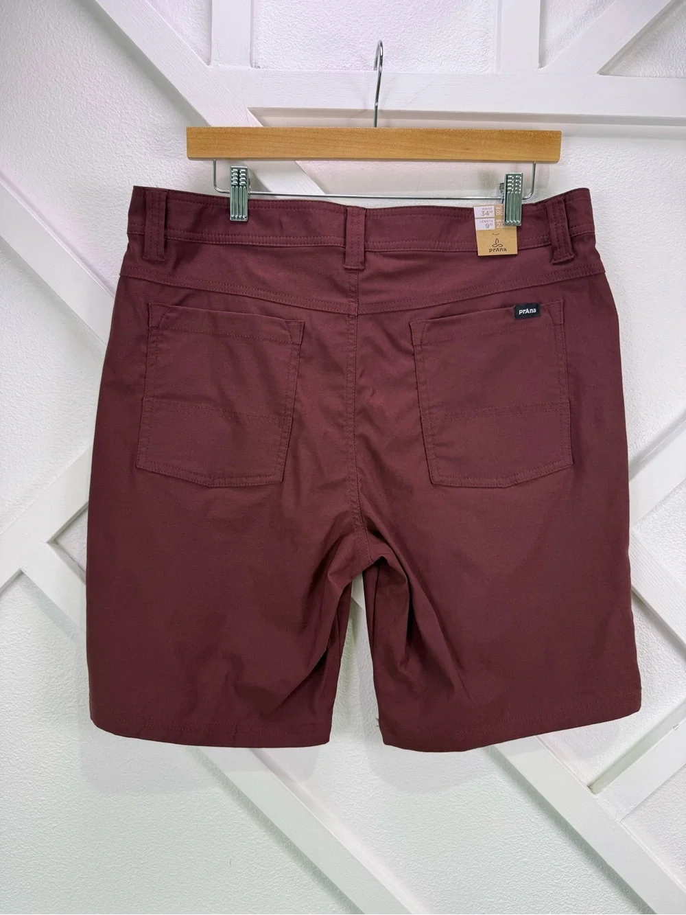 NWT Prana Men's Brion Short II 9” Inseam Cacao Maroon Size 34